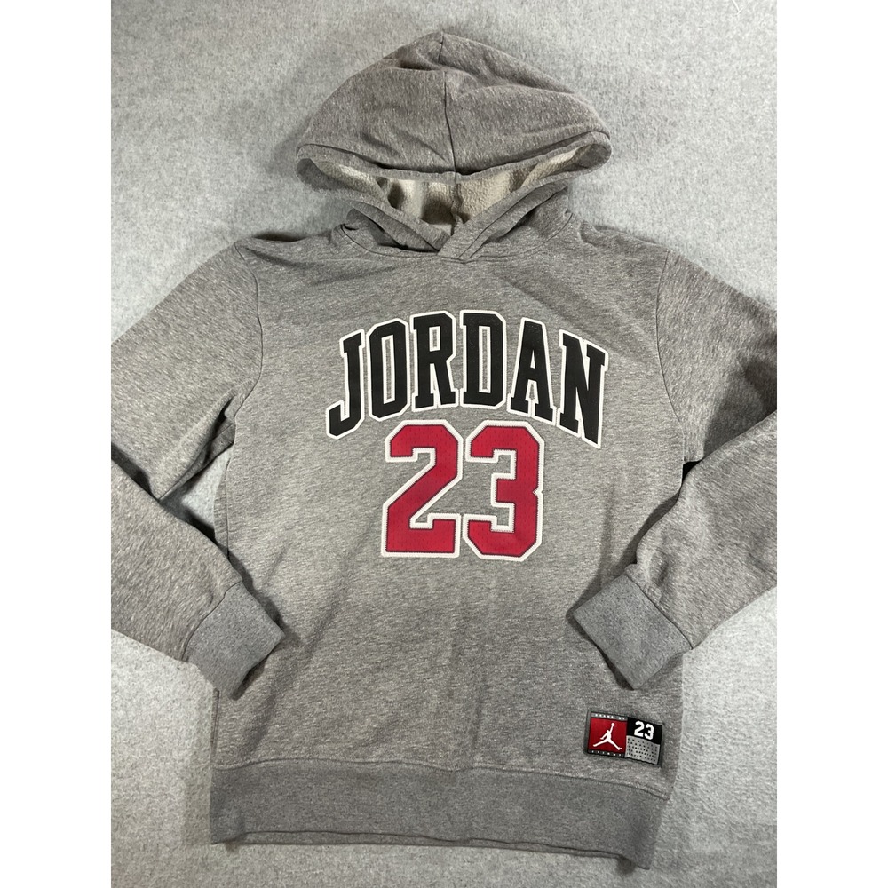 Jordan Brand Boys Gray Jordan 23 Pullover Hoodie Sweatshirt Large 12-13Y 1572